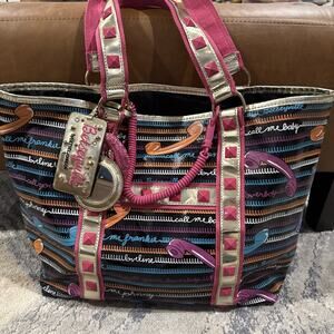 Betseyville by Betsey Johnson “Call Me” Telephone Print Studded Tote Bag